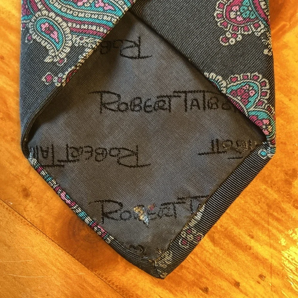 Robert Talbott‎ for Bachrachs Silk Paisley Tie Hand Printed Italy Made in USA